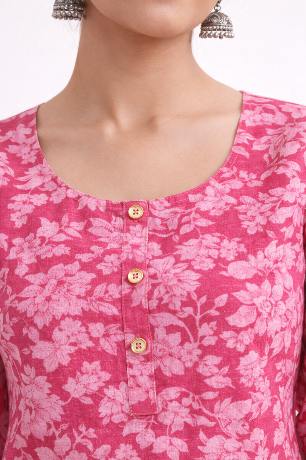 Rose Bloom Valentine Kurti • Premium Cotton Blend