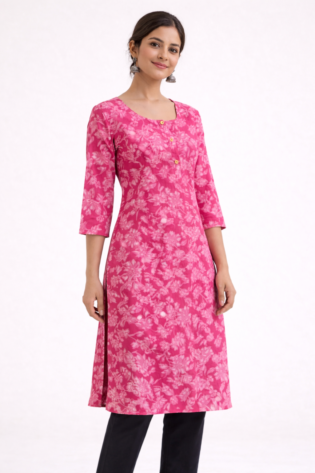 Rose Bloom Valentine Kurti • Premium Cotton Blend
